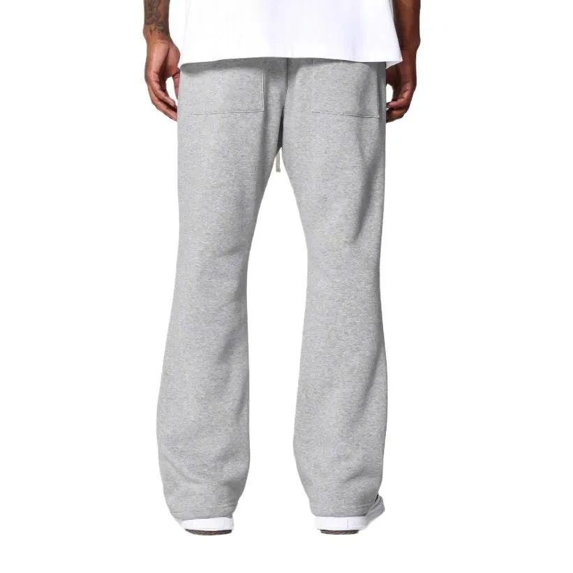 Men's wide-leg solid colour casual trousers, ring fabric polyester, mid waist loose fit autumn pants in black