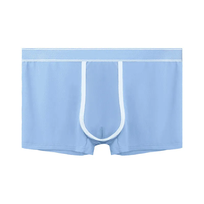 Men's ice silk ultra thin transparent sports underwear in black, white, sapphire blue, medium green, smalt, and gray