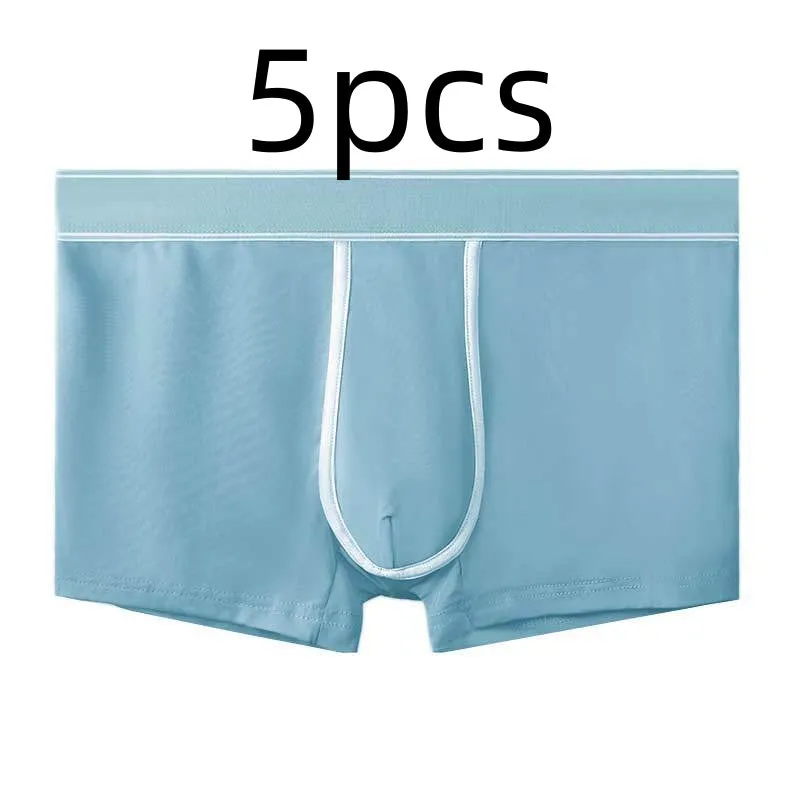 Men's ice silk ultra thin transparent sports underwear in black, white, sapphire blue, medium green, smalt, and gray