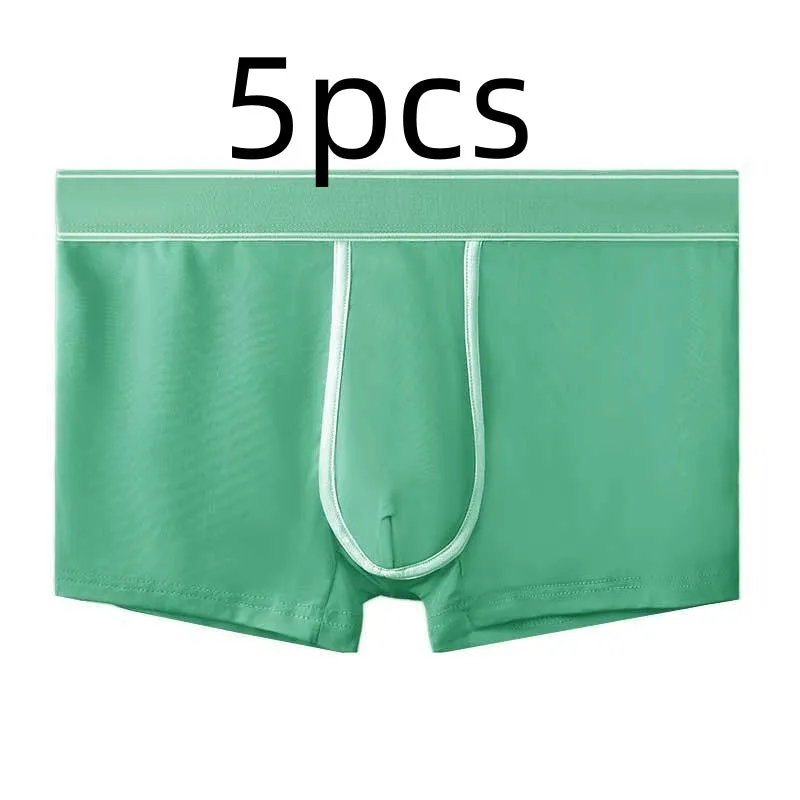 Men's ice silk ultra thin transparent sports underwear in black, white, sapphire blue, medium green, smalt, and gray