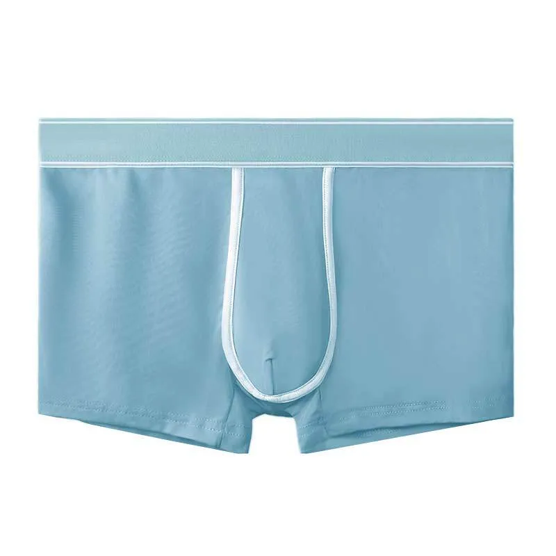 Men's ice silk ultra thin transparent sports underwear in black, white, sapphire blue, medium green, smalt, and gray