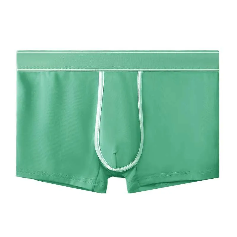 Men's ice silk ultra thin transparent sports underwear in black, white, sapphire blue, medium green, smalt, and gray