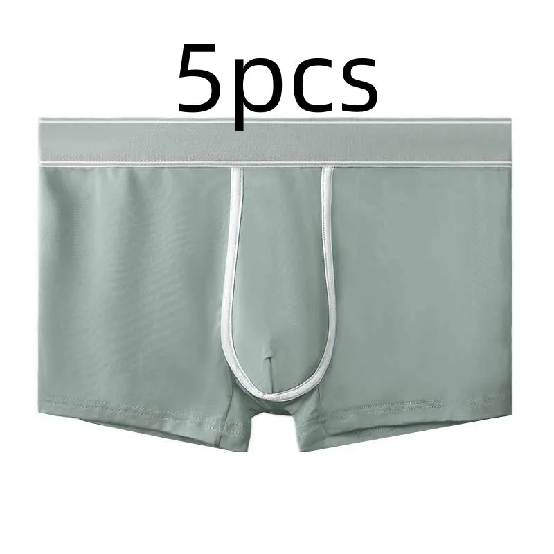 Men's ice silk ultra thin transparent sports underwear in black, white, sapphire blue, medium green, smalt, and gray