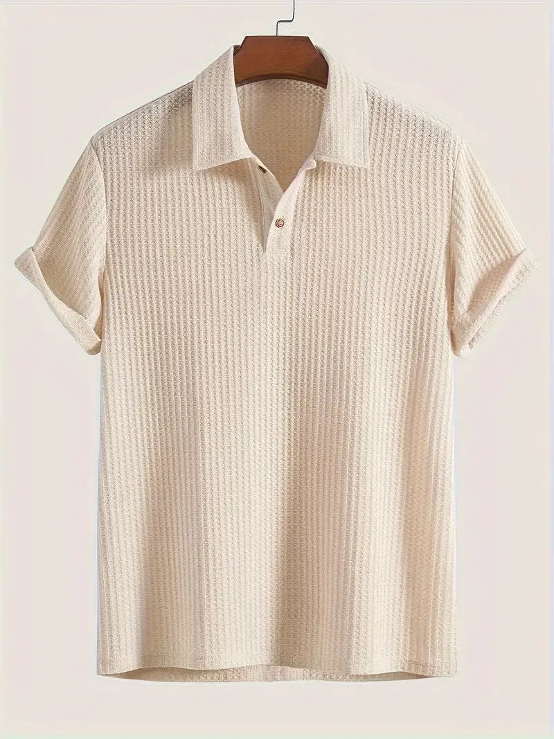 Men's casual loose short sleeve solid colour polyester t-shirt in multiple colours