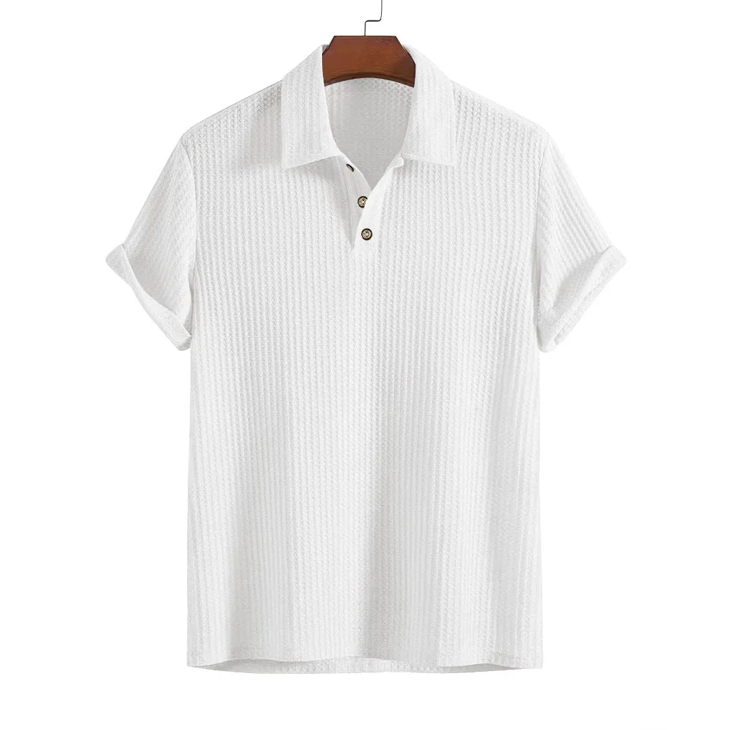 Men's casual loose short sleeve solid colour polyester t-shirt in multiple colours