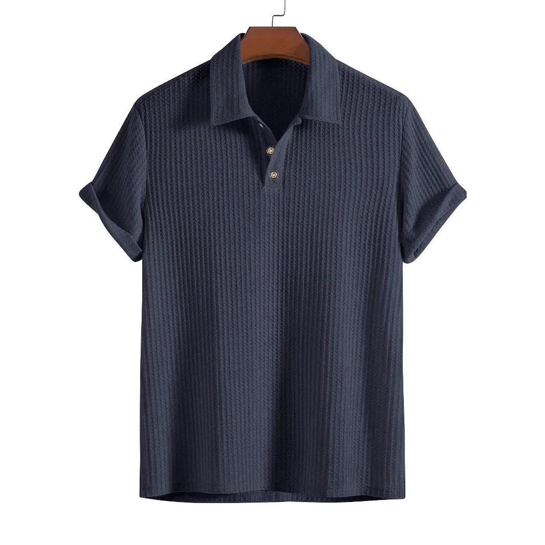 Men's casual loose short sleeve solid colour polyester t-shirt in multiple colours
