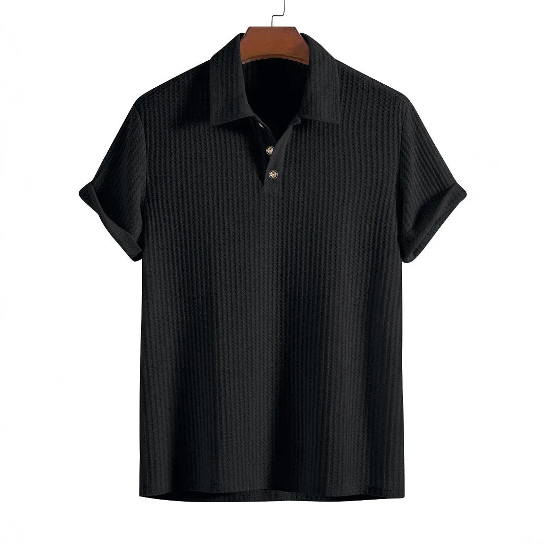 Men's casual loose short sleeve solid colour polyester t-shirt in multiple colours