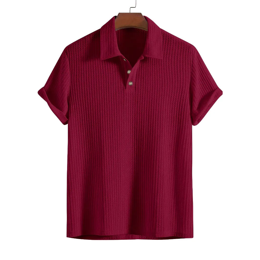 Men's casual loose short sleeve solid colour polyester t-shirt in multiple colours