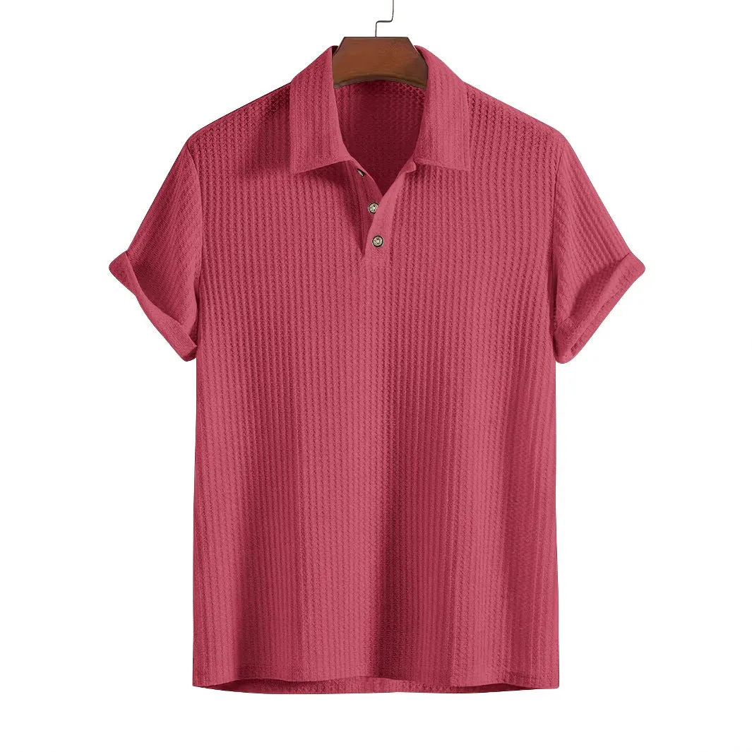 Men's casual loose short sleeve solid colour polyester t-shirt in multiple colours