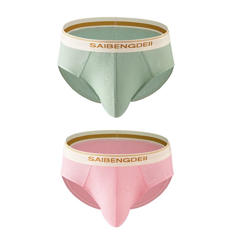 Men's thin breathable U convex briefs in solid colour, knitted polyester fabric, mid waist