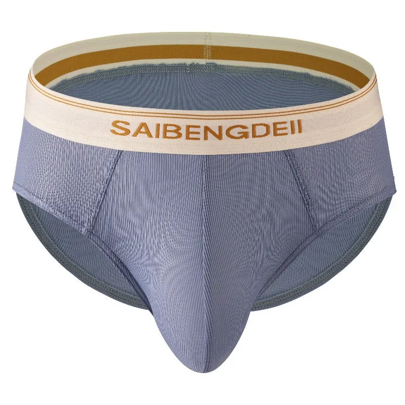 Men's thin breathable U convex briefs in solid colour, knitted polyester fabric, mid waist