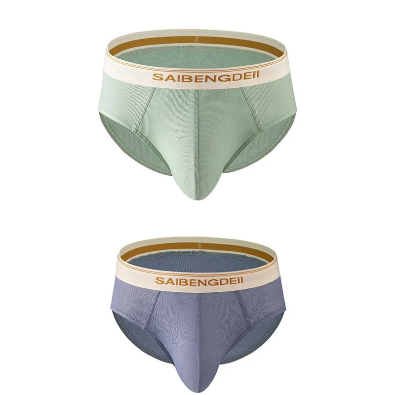 Men's thin breathable U convex briefs in solid colour, knitted polyester fabric, mid waist