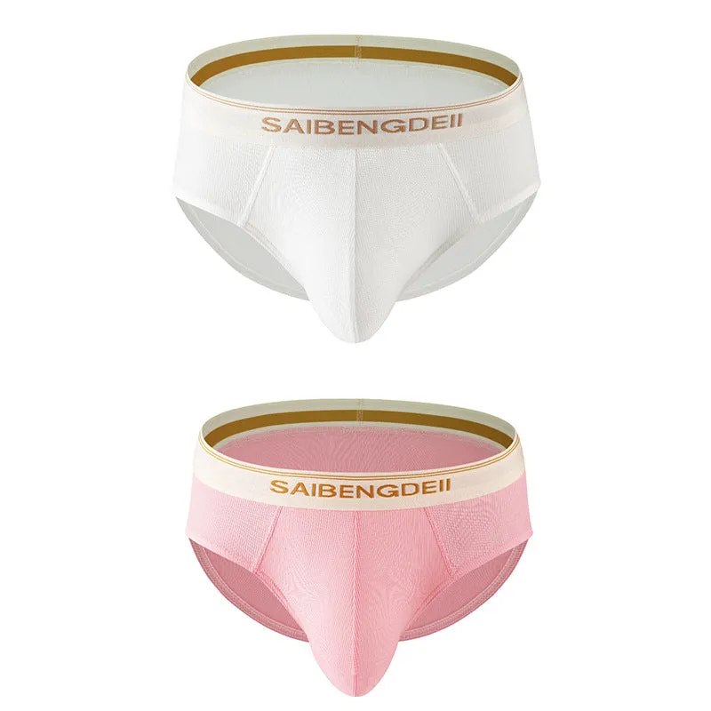 Men's thin breathable U convex briefs in solid colour, knitted polyester fabric, mid waist