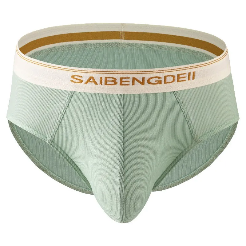 Men's thin breathable U convex briefs in solid colour, knitted polyester fabric, mid waist