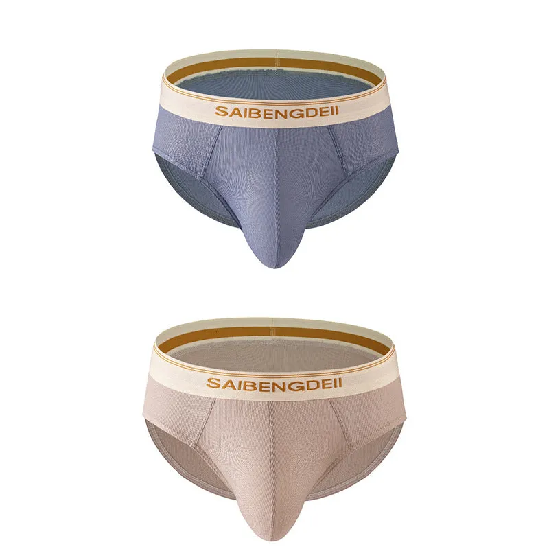 Men's thin breathable U convex briefs in solid colour, knitted polyester fabric, mid waist