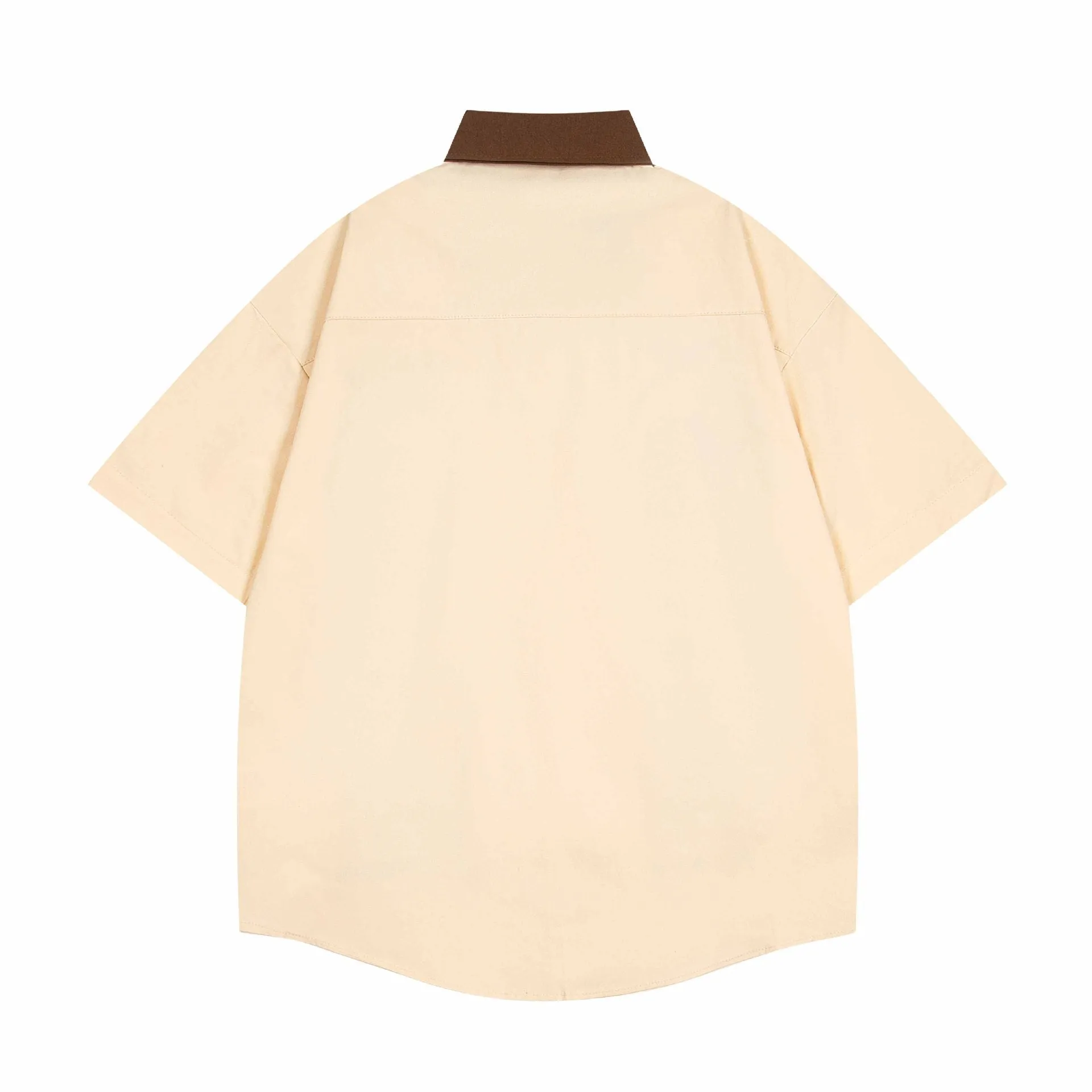 Baby boy and girl summer loose top in apricot with cartoon pattern, front view