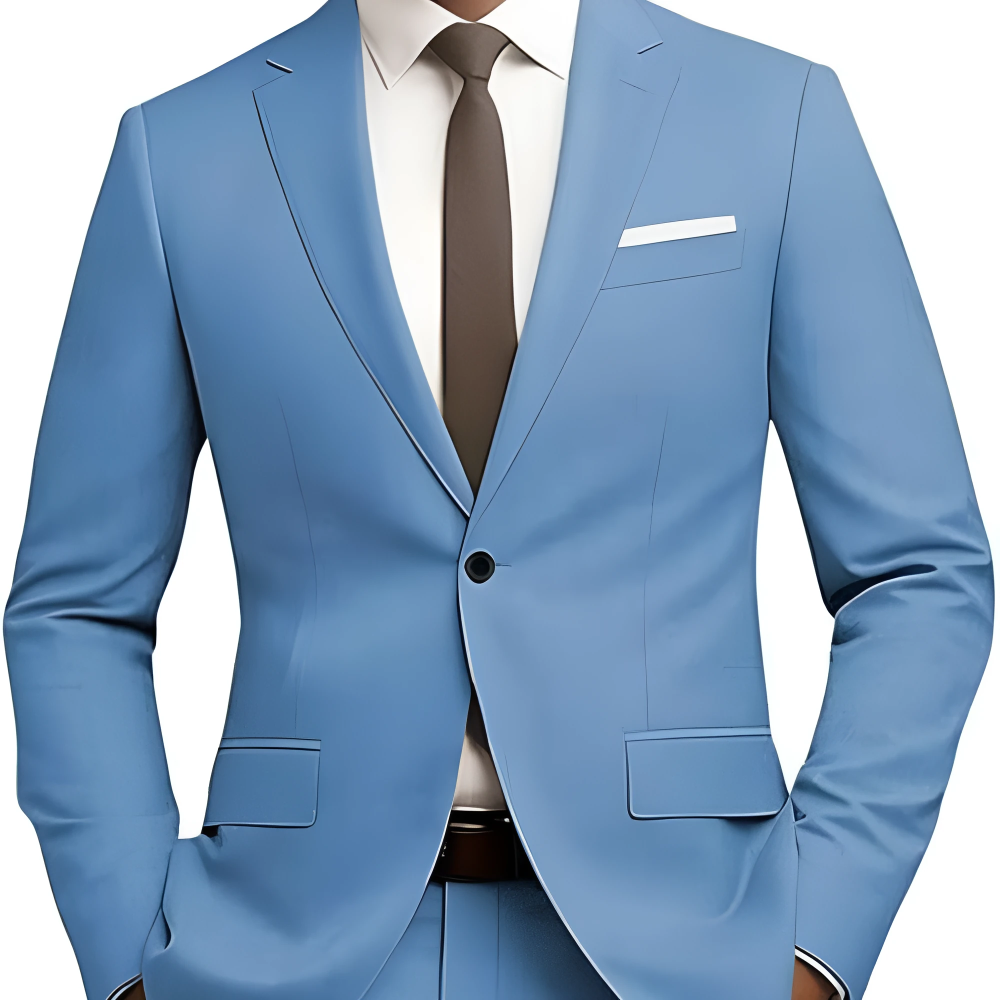 Men's solid colour nylon blend slim fit business jacket and pants set with flat collar and rear centre opening