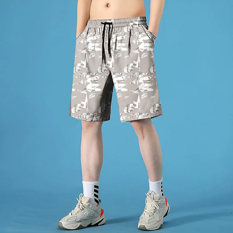 Men's quick-dry polyester swim shorts in straight cut design available in multiple colours and sizes