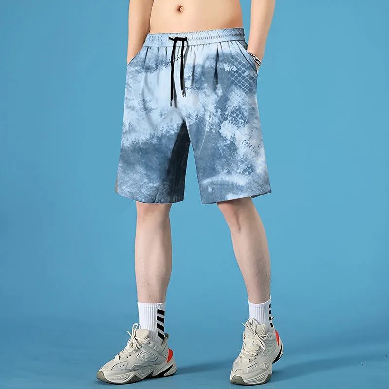 Men's quick-dry polyester swim shorts in straight cut design available in multiple colours and sizes