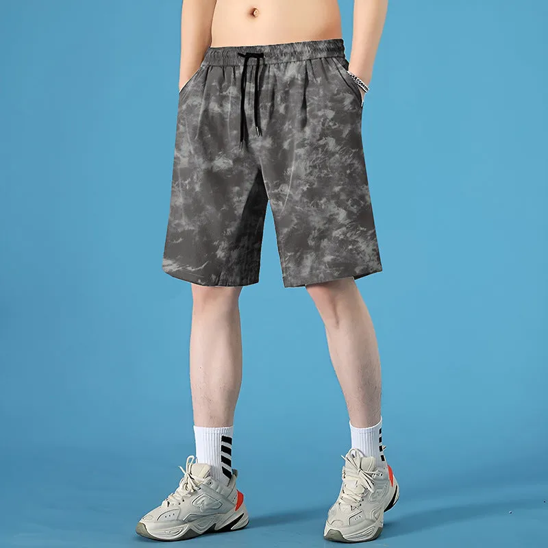 Men's quick-dry polyester swim shorts in straight cut design available in multiple colours and sizes