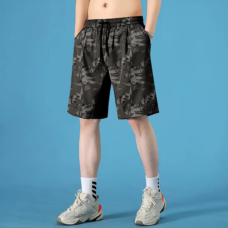 Men's quick-dry polyester swim shorts in straight cut design available in multiple colours and sizes