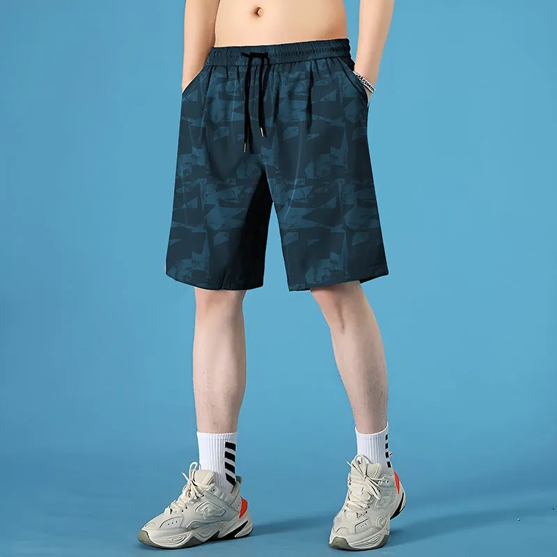 Men's quick-dry polyester swim shorts in straight cut design available in multiple colours and sizes