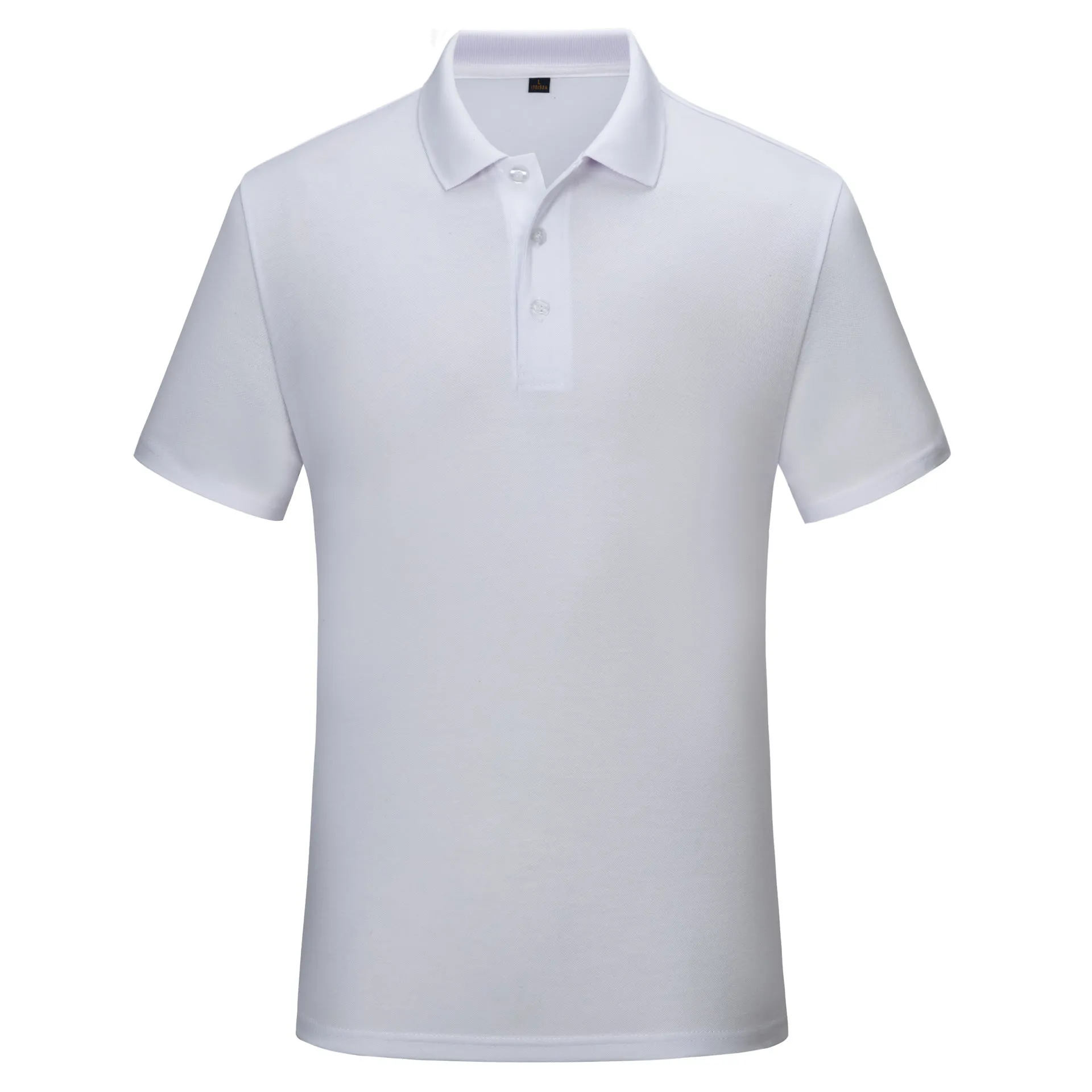 Cotton solid colour business office thin polo shirt uniform in short sleeve, available in multiple colours including black, white, red, and blue.