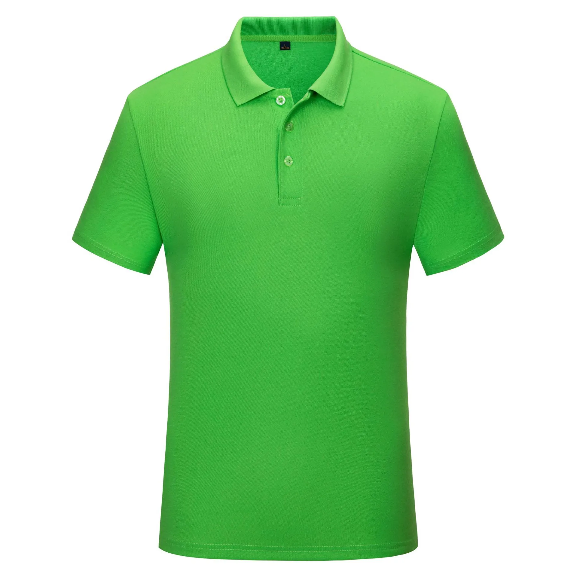 Cotton solid colour business office thin polo shirt uniform in short sleeve, available in multiple colours including black, white, red, and blue.