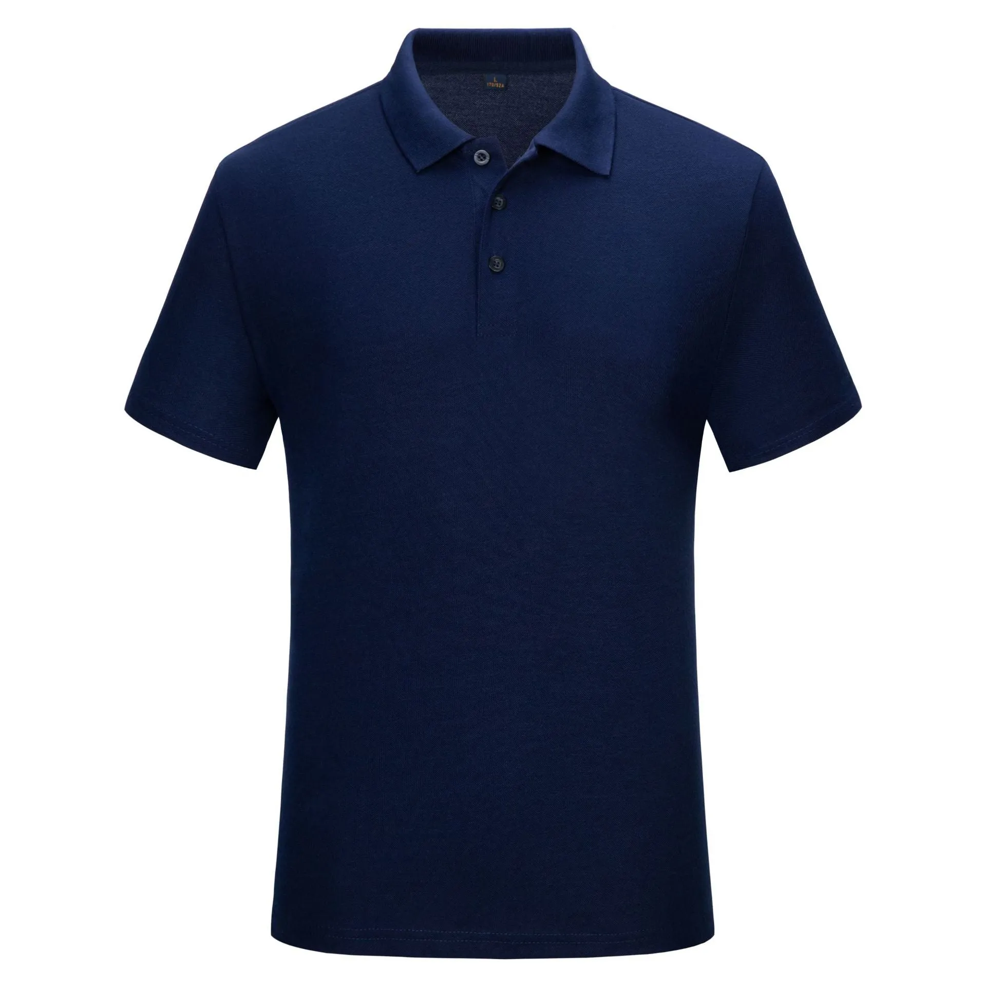 Cotton solid colour business office thin polo shirt uniform in short sleeve, available in multiple colours including black, white, red, and blue.
