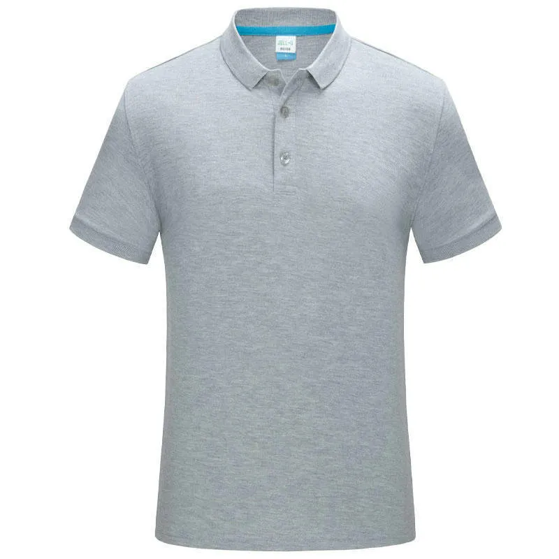 Lapel short sleeve casual shirt in combed cotton, side slit, available in multiple colours on light background
