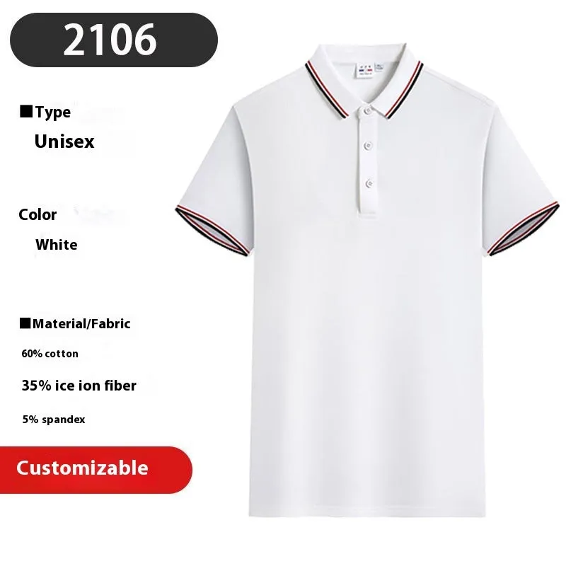 Men's embroidered lapel short sleeve top in navy blue, straight fit, cotton ice ion blend, short sleeves