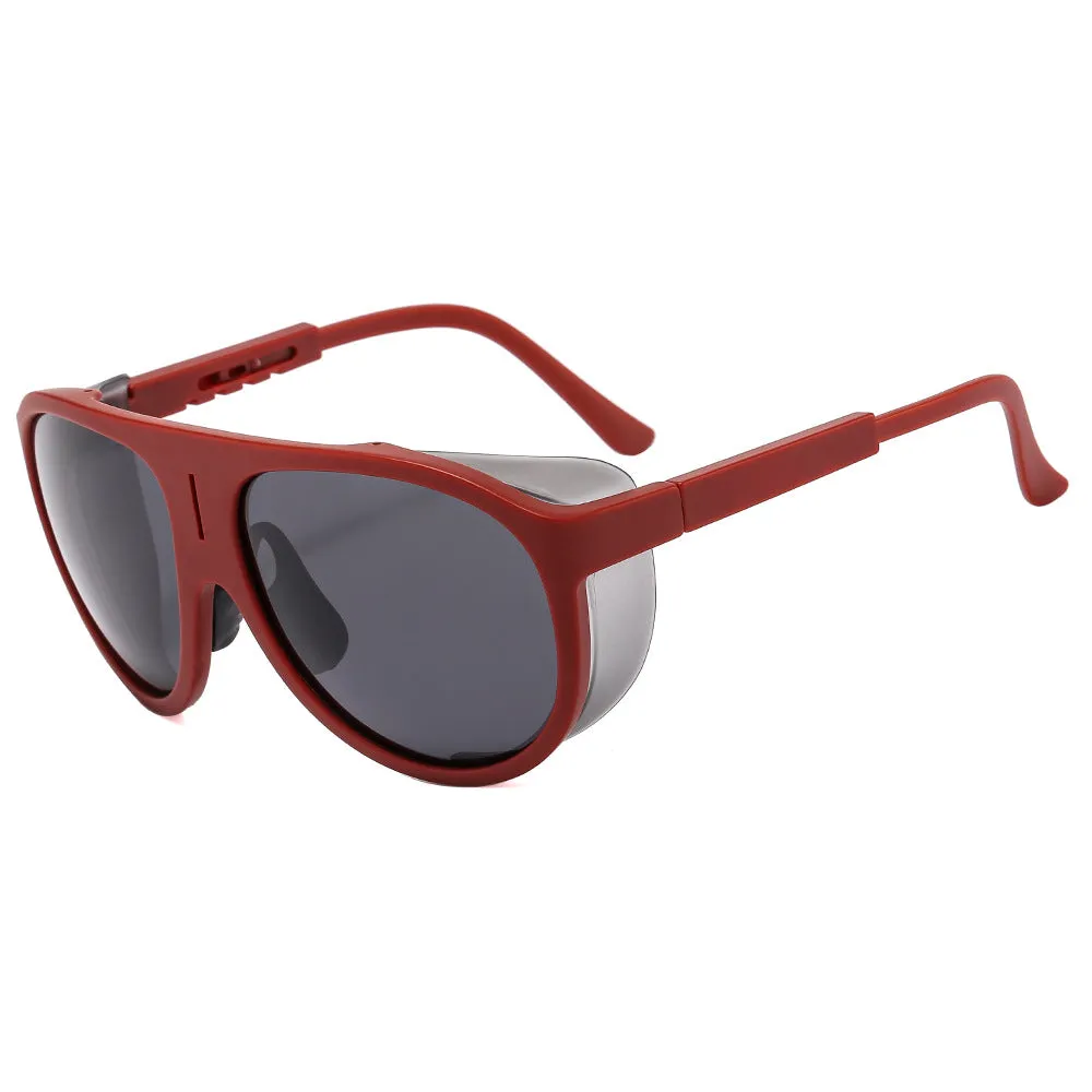 Large frame polarised sunglasses with TAC lens and PC frame in sand black and gray