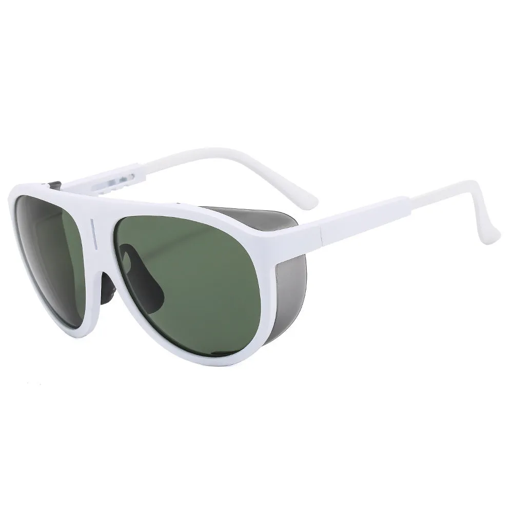 Large frame polarised sunglasses with TAC lens and PC frame in sand black and gray