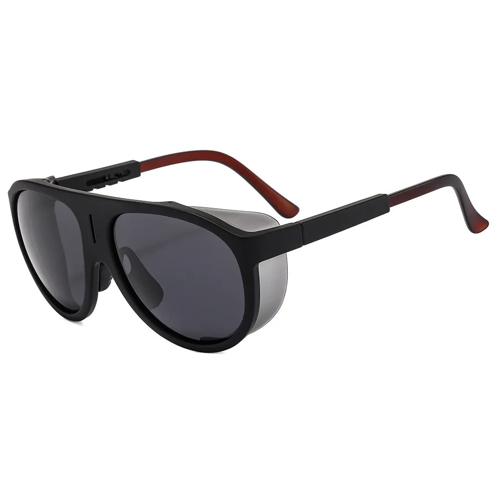 Large frame polarised sunglasses with TAC lens and PC frame in sand black and gray