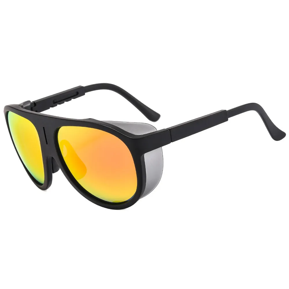 Large frame polarised sunglasses with TAC lens and PC frame in sand black and gray