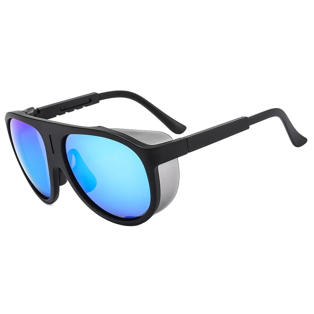 Large frame polarised sunglasses with TAC lens and PC frame in sand black and gray