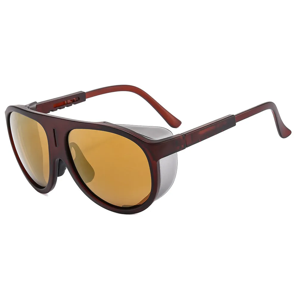 Large frame polarised sunglasses with TAC lens and PC frame in sand black and gray