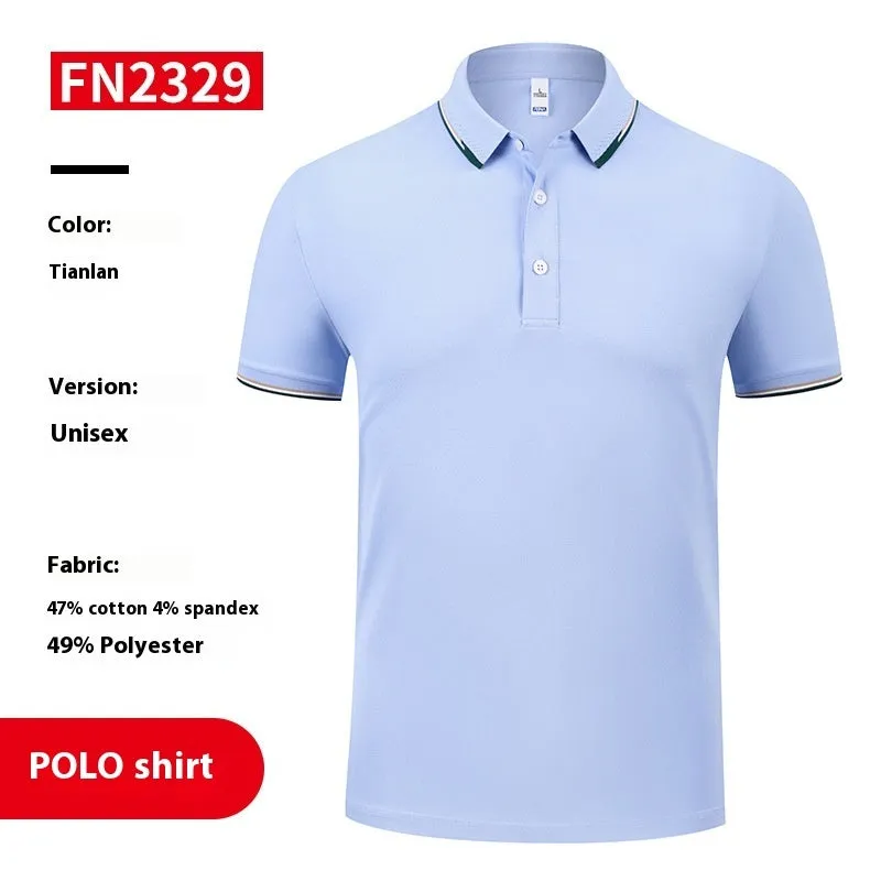 Unisex cotton company culture polo shirt in solid colour with digital print, short sleeves, loose fit, sizes S to 4XL