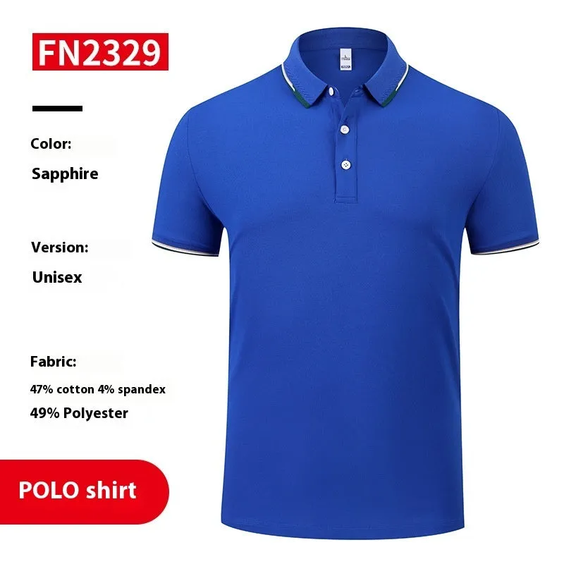 Unisex cotton company culture polo shirt in solid colour with digital print, short sleeves, loose fit, sizes S to 4XL