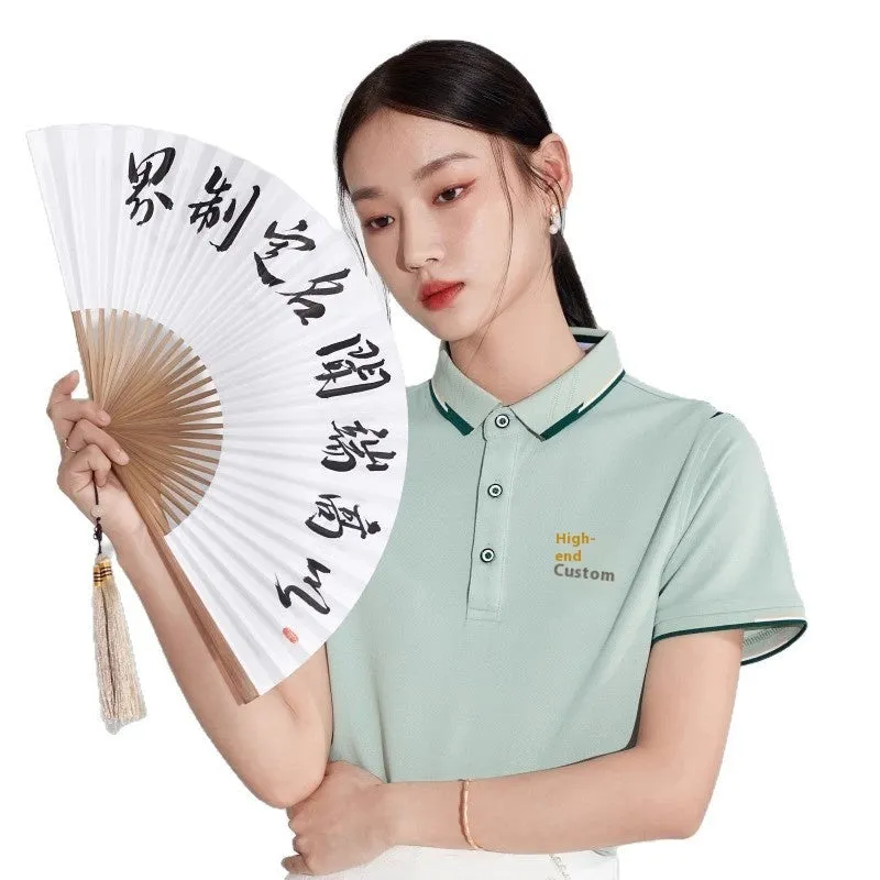Unisex cotton company culture polo shirt in solid colour with digital print, short sleeves, loose fit, sizes S to 4XL