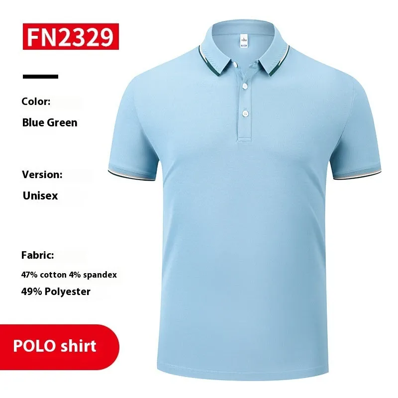 Unisex cotton company culture polo shirt in solid colour with digital print, short sleeves, loose fit, sizes S to 4XL