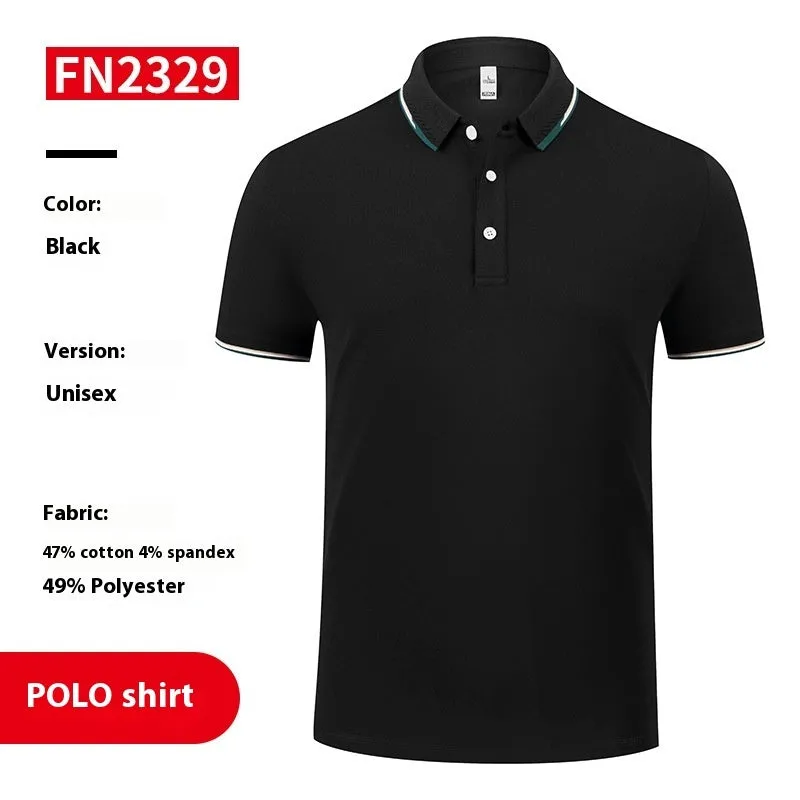 Unisex cotton company culture polo shirt in solid colour with digital print, short sleeves, loose fit, sizes S to 4XL