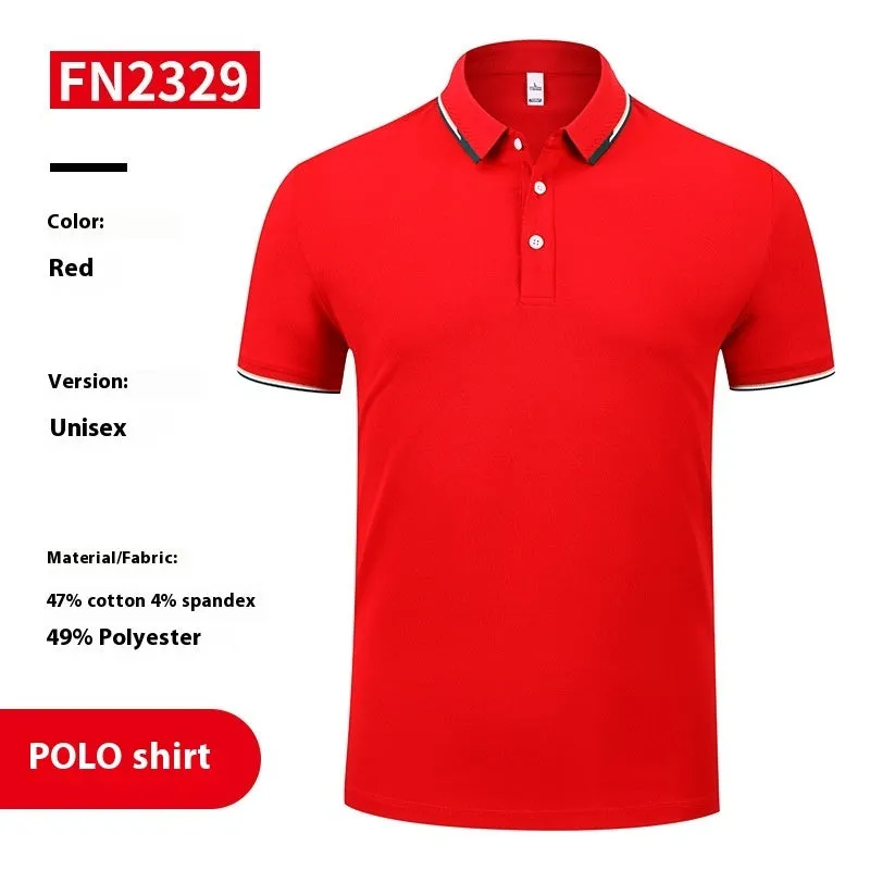 Unisex cotton company culture polo shirt in solid colour with digital print, short sleeves, loose fit, sizes S to 4XL