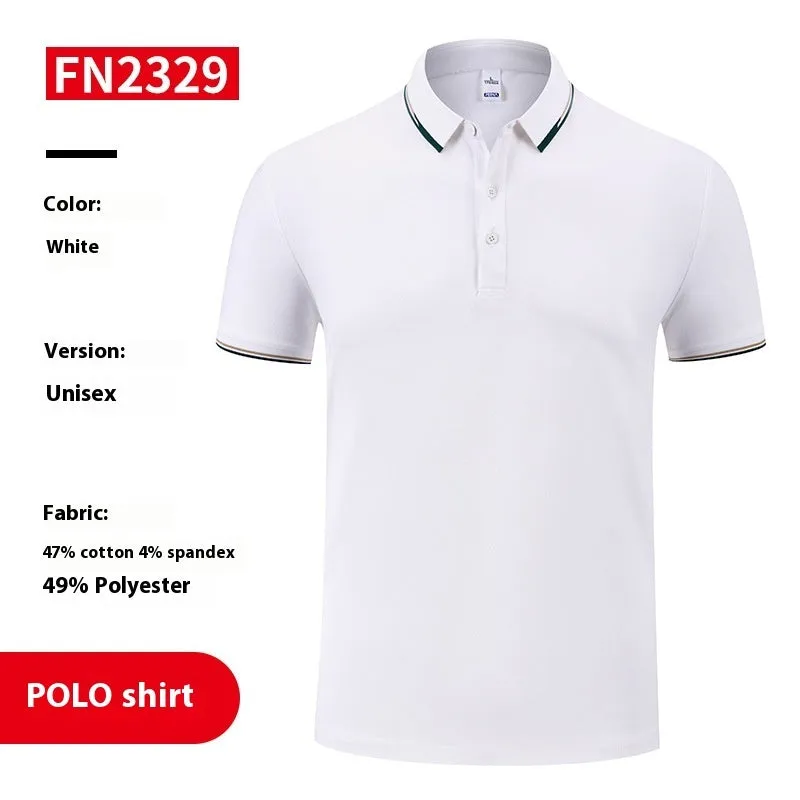 Unisex cotton company culture polo shirt in solid colour with digital print, short sleeves, loose fit, sizes S to 4XL