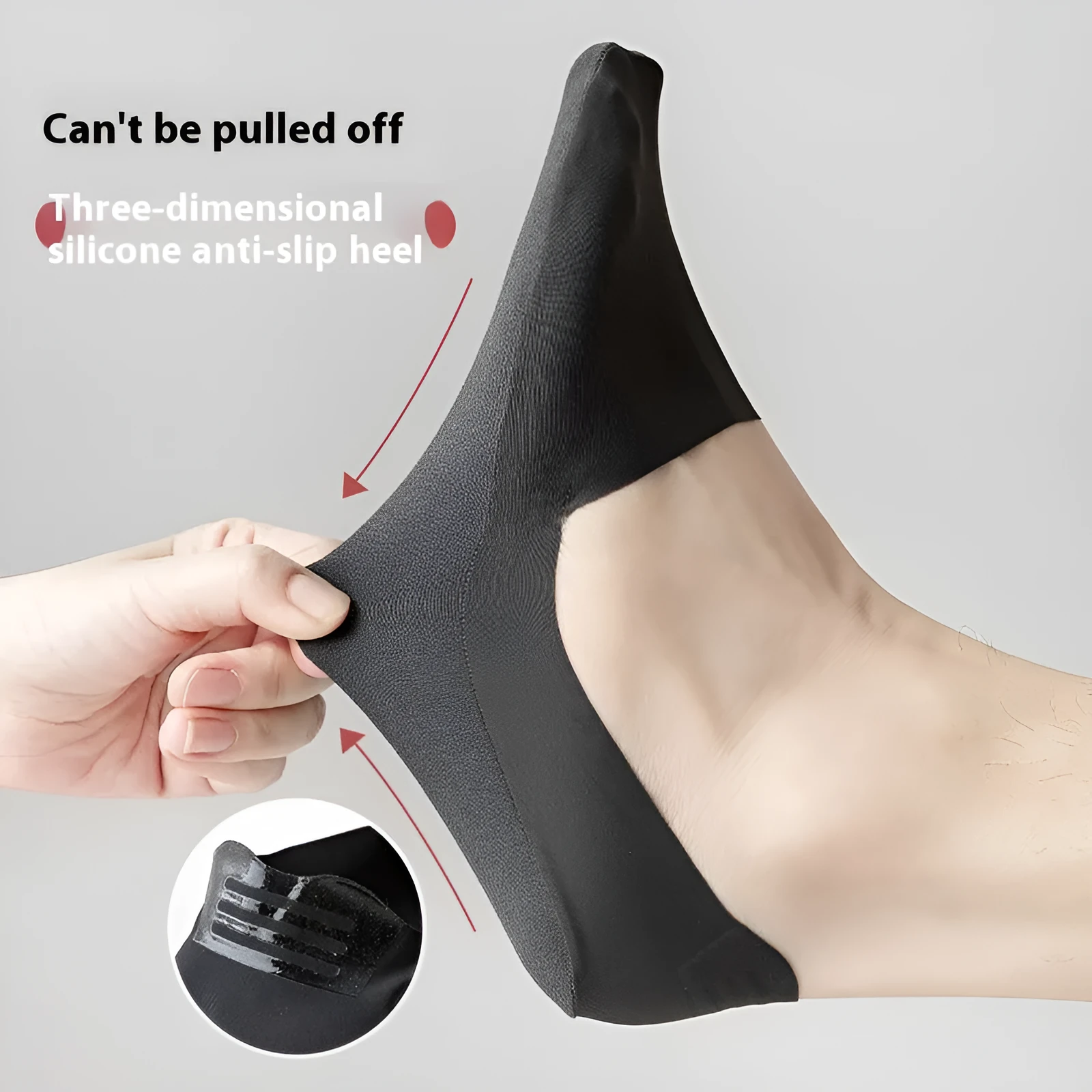 Men's cotton invisible boat socks in solid colours with non-slip sweat-absorbent design
