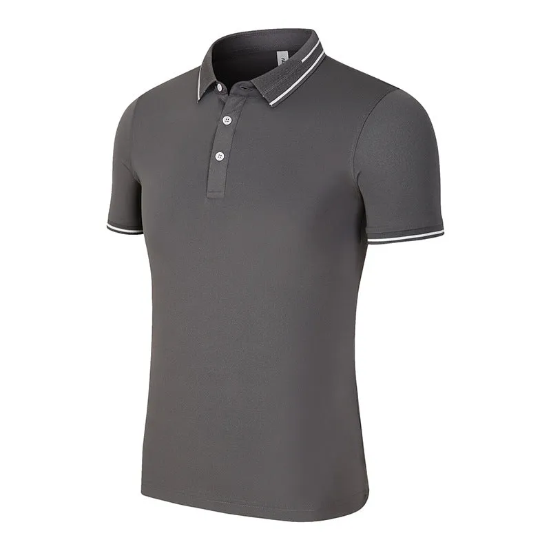 Mens slim fit short sleeve polo shirt with natural silk lapel in white 3307 colour
