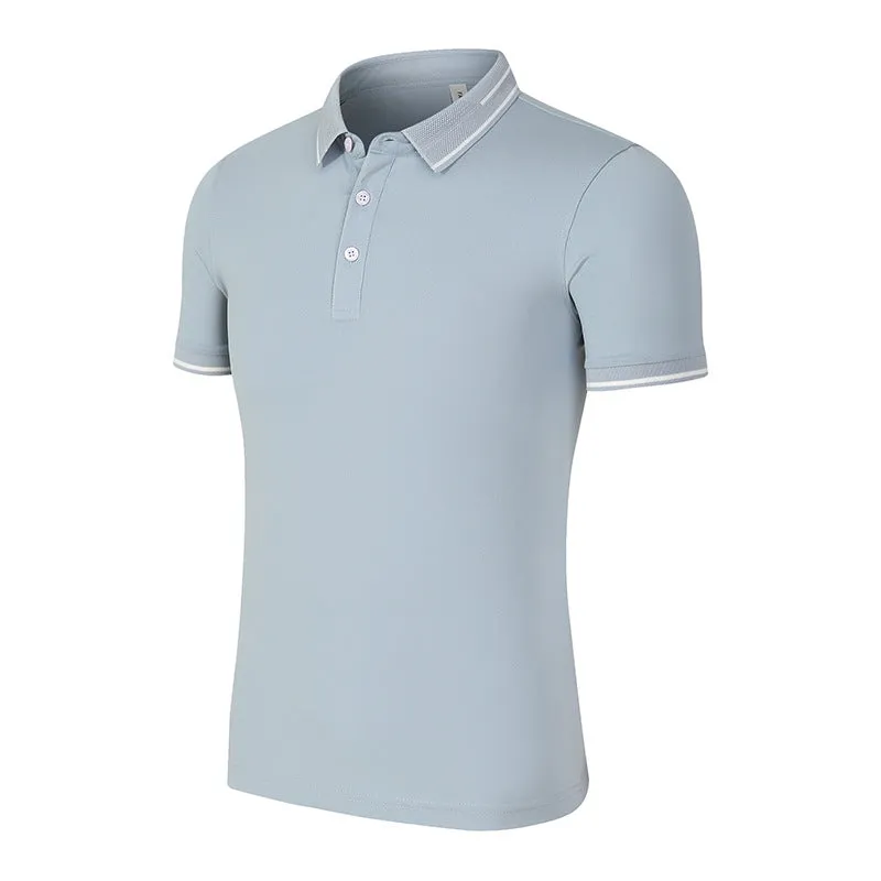 Mens slim fit short sleeve polo shirt with natural silk lapel in white 3307 colour