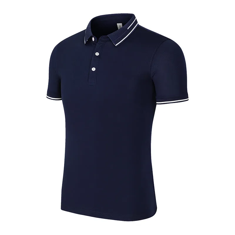 Mens slim fit short sleeve polo shirt with natural silk lapel in white 3307 colour