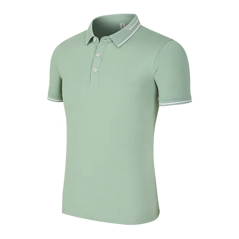 Mens slim fit short sleeve polo shirt with natural silk lapel in white 3307 colour