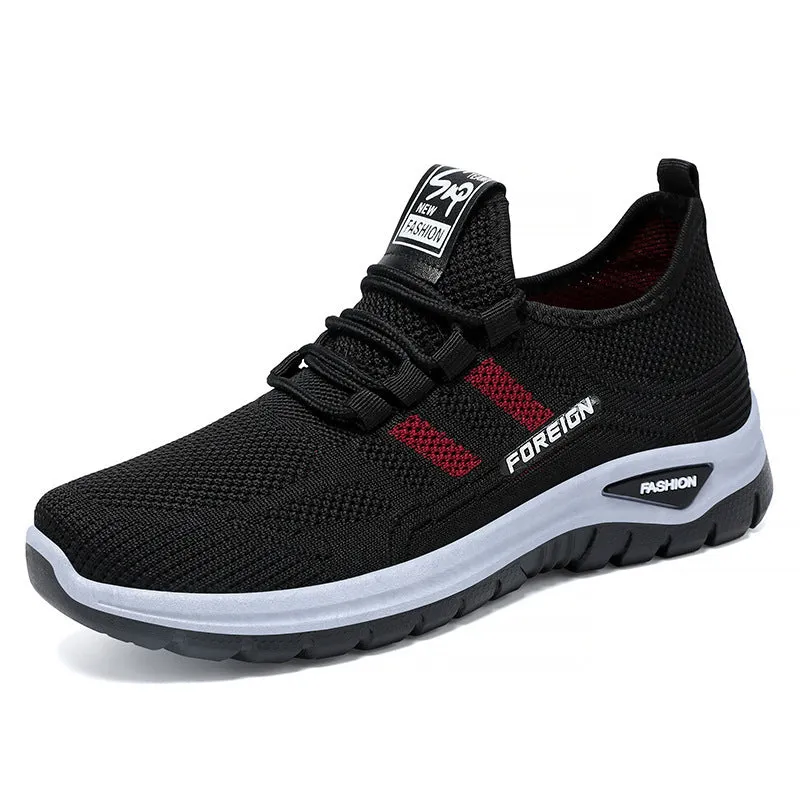 Low-top casual shoes in black with breathable mesh upper and flat PVC sole
